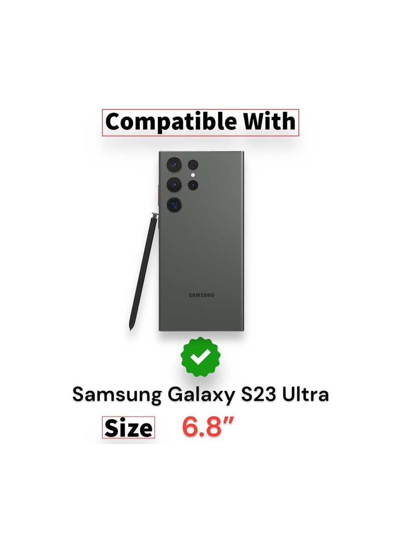 For Samsung Galaxy S23 Ultra Clear View Flip Case , Without Sensor , Stand Watching Position , Mirror Full Protection Cover Compatible With Samsung Galaxy S23 Ultra (6.8’) (Black)