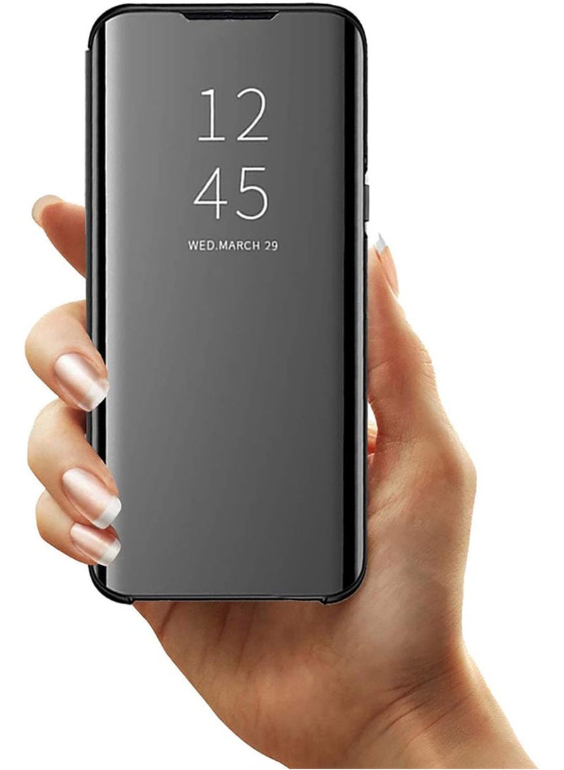For Samsung Galaxy S23 Ultra Clear View Flip Case , Without Sensor , Stand Watching Position , Mirror Full Protection Cover Compatible With Samsung Galaxy S23 Ultra (6.8’) (Black)