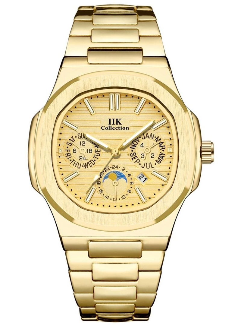 IIK Collection Men's Wrist Watch Gold Band with Gold Dial