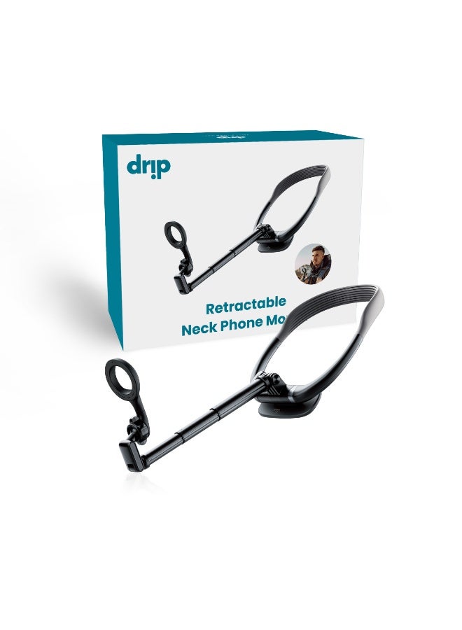 دريب حامل الجوال القابل للتمدد حول الرقبة من Drip – أسود | مرن وقابل للدوران 360° للاستخدام بدون يدين - Image 3