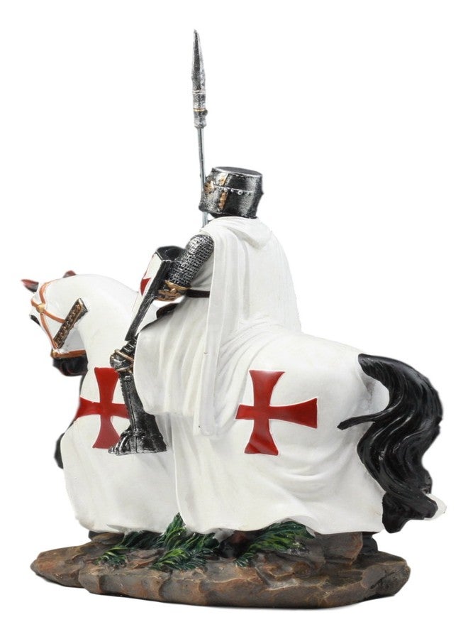 Ebros Gift Ebros Crusader English Knight On Cavalry Horse Statue 8" Tall Phalanx Spear Horse Combat Warrior Sculpture - Image 3