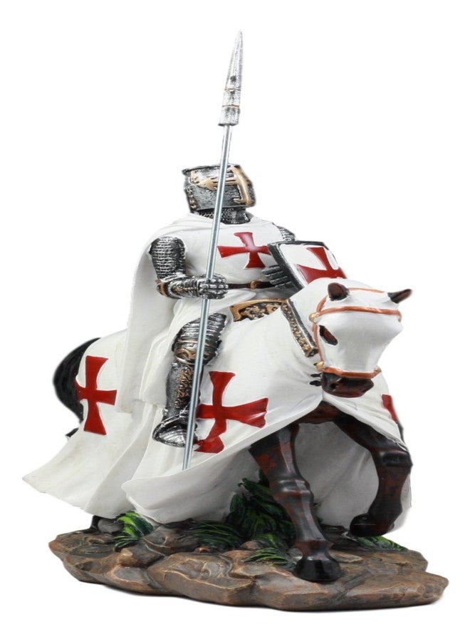 Ebros Gift Ebros Crusader English Knight On Cavalry Horse Statue 8" Tall Phalanx Spear Horse Combat Warrior Sculpture - Image 2