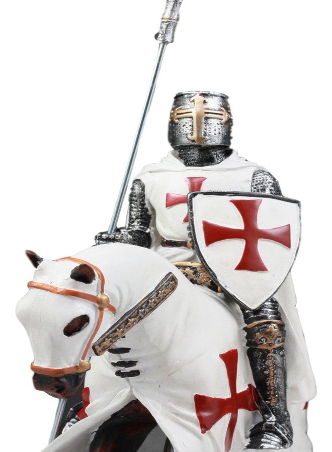 Ebros Gift Ebros Crusader English Knight On Cavalry Horse Statue 8" Tall Phalanx Spear Horse Combat Warrior Sculpture - Image 5