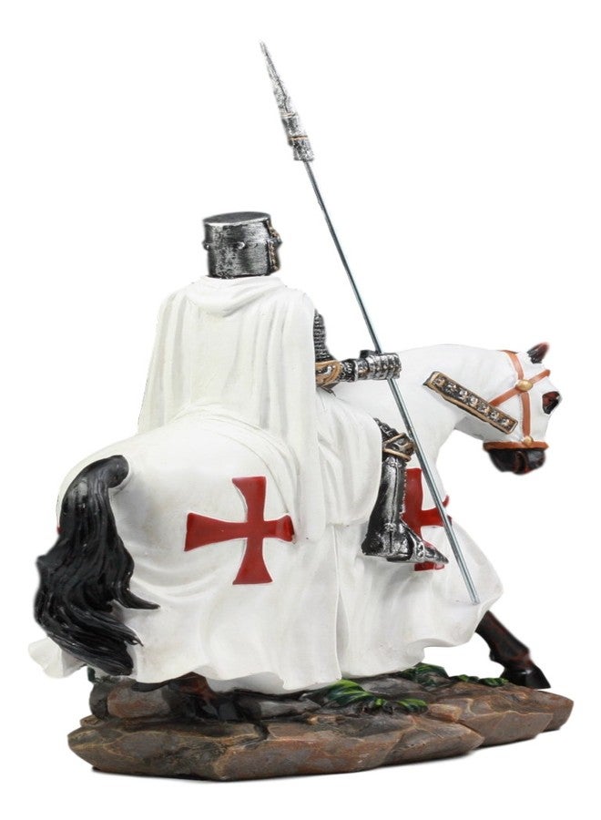 Ebros Gift Ebros Crusader English Knight On Cavalry Horse Statue 8" Tall Phalanx Spear Horse Combat Warrior Sculpture - Image 4