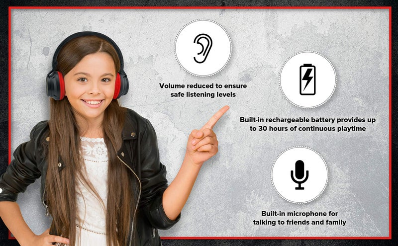 eKids Black Widow Kids Bluetooth Headphones, Wireless Headphones with Microphone Includes Aux Cord, Volume Reduced Kids Foldable Headphones for School, Home, or Travel - Image 2