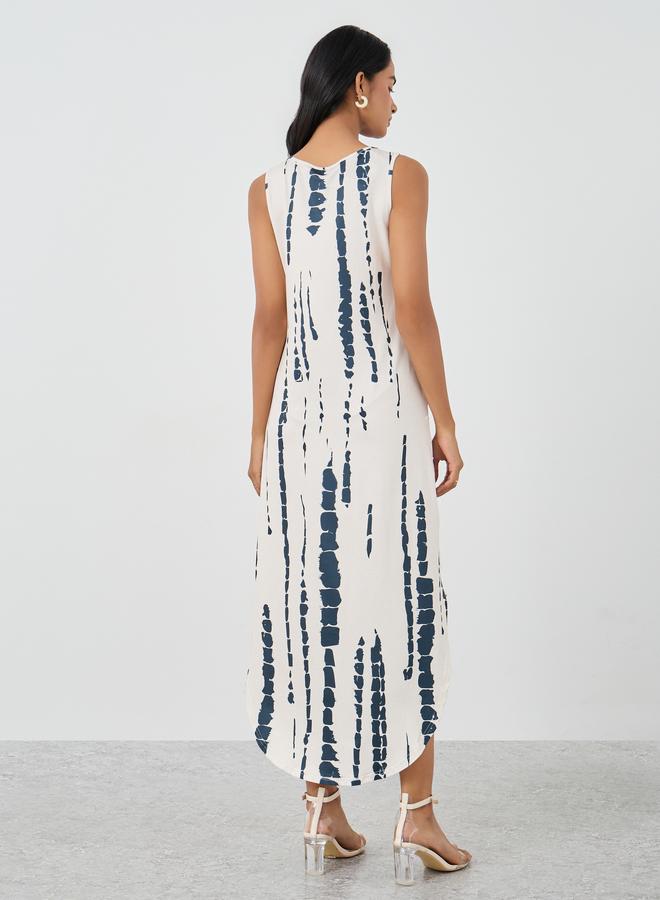 تايك تو فستان ميدي بدون أكمام بياقة على شكل حرف  وطبعة - Image 5