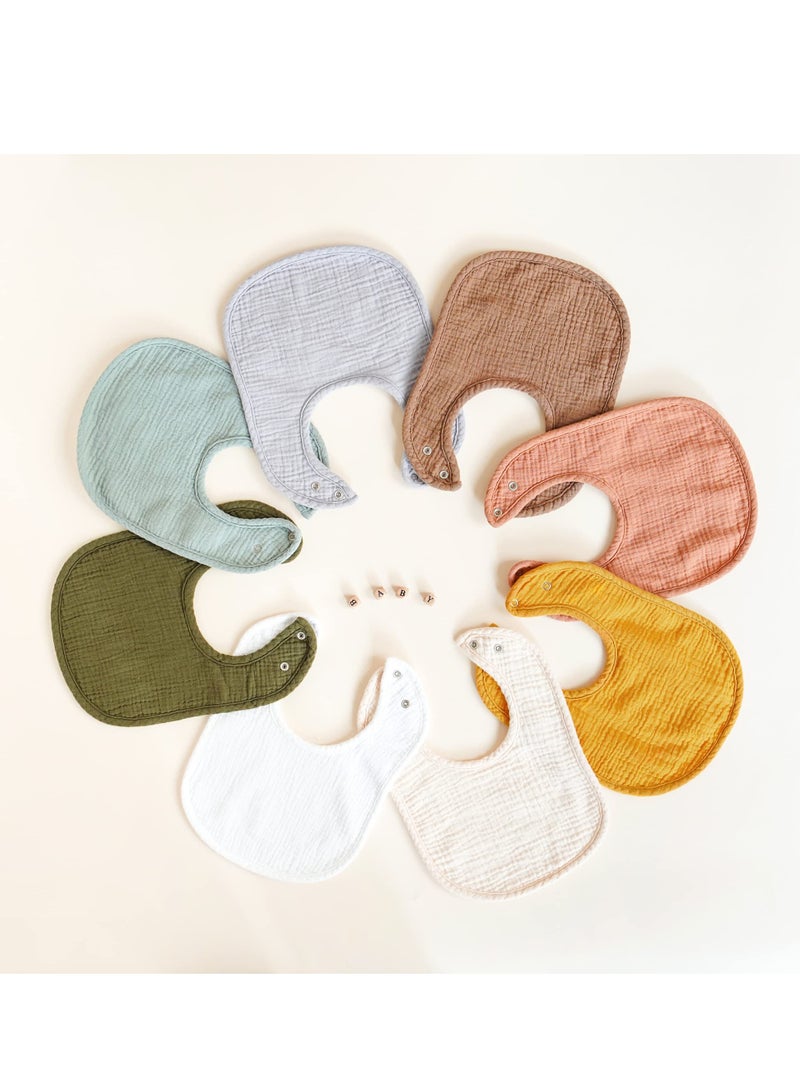 8 Pack Muslin Baby Bibs, Baby Bandana Drool Bibs Cotton for Unisex Boys Girls, 8 Solid Colors Set for Teething Drooling - Image 4