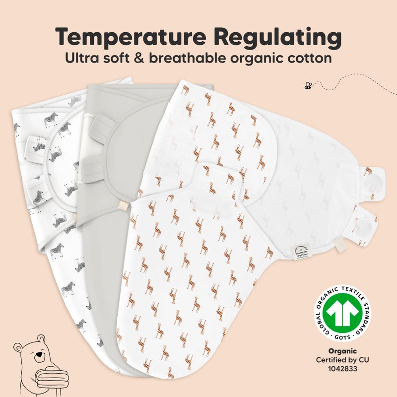 KeaBabies 3-Pack Organic Baby Swaddle Sleep Sacks - Swaddles for Newborns, Infant 0-3 Months, Baby Girls, Boys, Soft & Snug Newborn Sleep Sack, Nursery Swaddling Blankets (The Wild) - Image 4