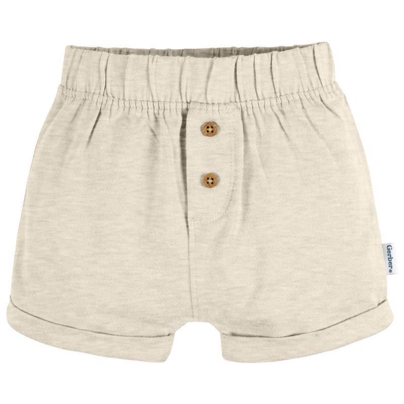 Gerber Baby Unisex 3-Pack Pull-On Knit Short, Navy/Oatmeal/Stripe, 18 Months - Image 3