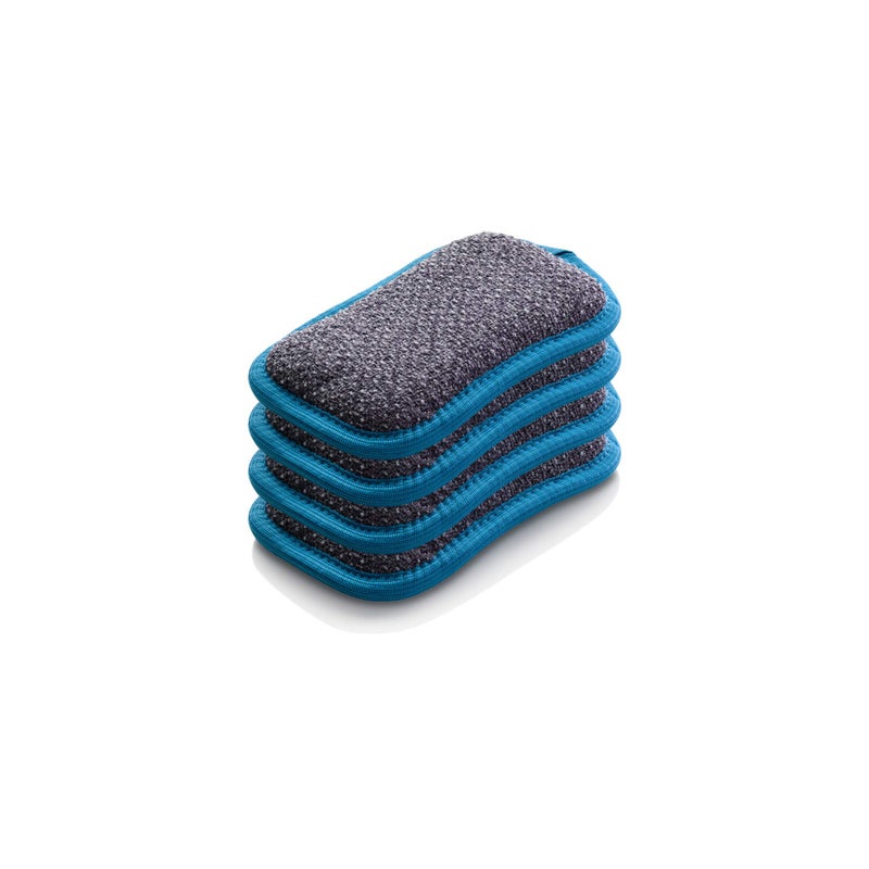 E-Cloth Washing Up Scrub Pad - Microfiber Sponge for Cleaning, Reusable Kitchen Sponge for Dishes & Sink, Non Scratch, Multi Purpose Scrubber, Machine Washable - 4 Pack - Image 1