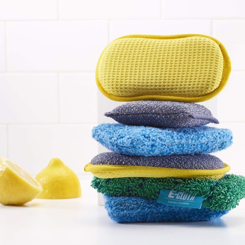 E-Cloth Washing Up Scrub Pad - Microfiber Sponge for Cleaning, Reusable Kitchen Sponge for Dishes & Sink, Non Scratch, Multi Purpose Scrubber, Machine Washable - 4 Pack - Image 4