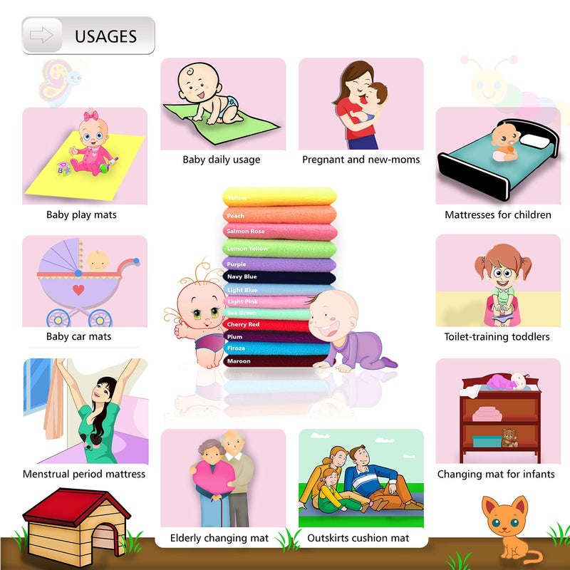 Newnik Cozymat Quick Oeko Tex Approved Dry Sheet/Bed Protector for New Born, Toilet Training Toddler, Old Age & New Moms (Small (50cm x 70cm), Seagreen + Purple) - Image 3