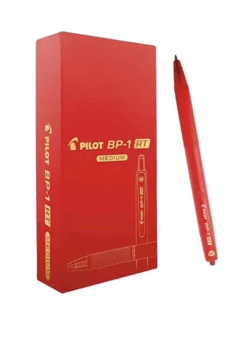 بايلوت طقم أقلام BP1 ضغاط مكون من 12 قطعة أحمر