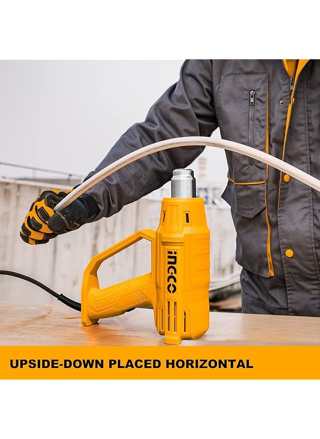 INGCO Heat Gun 2000W Heavy Duty Hot Air Gun With 3 Nozzles And 1Pcs Scraper 480 ℃ 560℃ Heat Gun With Overload Protection For Crafts Shrinking Pvc Stripping Paint  - Image 5
