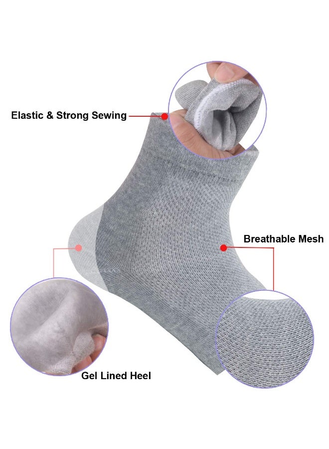 KHAJUL 3 Pairs Toeless Spa Sock, Socks for Foot Care Treatment, Vented Moisturizing Gel Heel Socks, Cracked Heels, Dry Feet, Foot Calluses (Gray/Blue/Pink) - Image 2