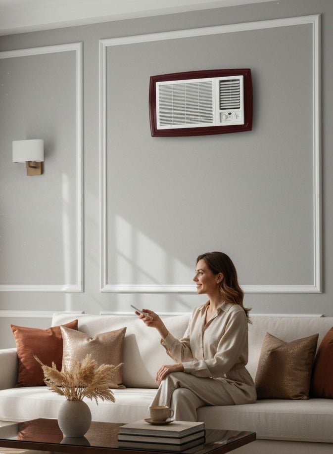 بهنس برواز مكيف شباك بلاستيك بني جاهز عالي الجودة براويز مكيفات شباك لاحاجة الى مسامير التثبيت اطار و ديكور المكيف الشباك مانعة للغبار والحشرات يحافظ على هواء التكييف كاملا بالغرفة سهولة الفك التركيب التنظيف - Image 4