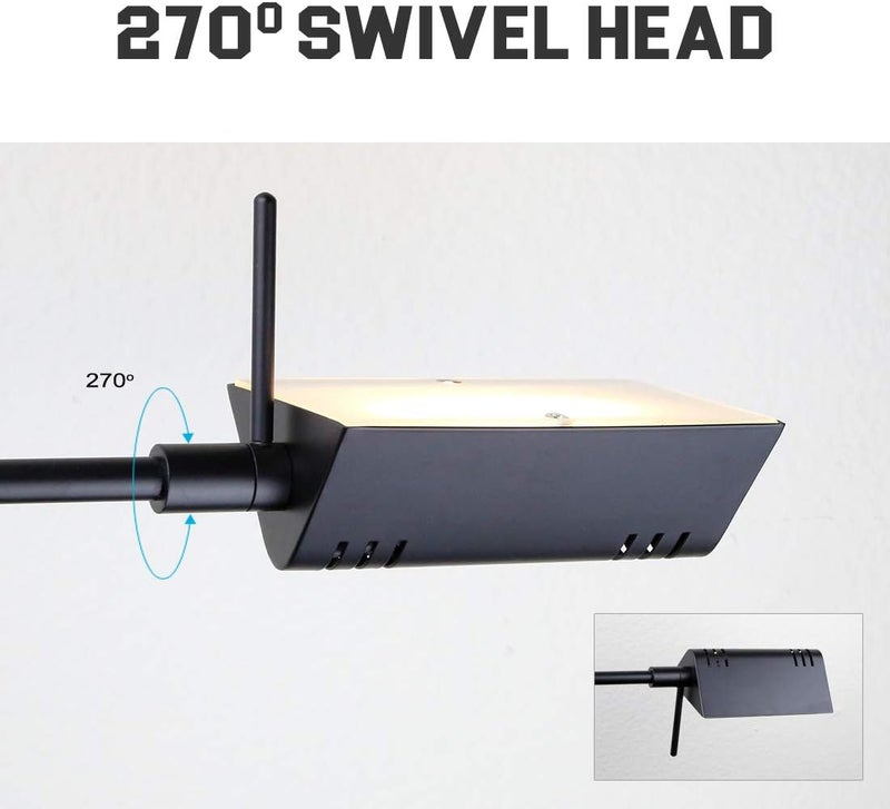 O'Bright Store مصباح أرضي صيدلية LED قابل للتعتيم من O’Bright، 12 واط LED، تعتيم كامل النطاق، ذراع متأرجح بزاوية 360 درجة، ارتفاعات قابلة للتعديل، مصباح قائم للقراءة، الخياطة، والحرف، مدرج في ETL (أسود) - Image 3