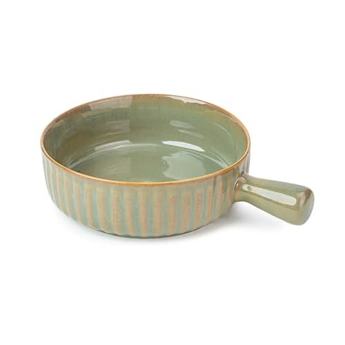 Shay Ceramic Pasta Bowl Set, 17cm, 1 Piece, Pista | Glossy Finish | Porcelain Ceramic Serving Bowl | Serving Bowl with Handle (Handle Bowl - Pista), 900 ml - Image 1