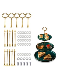 Y&D 5 Sets 3 Tier Cupcake Stand Hardware Handles, Vintage Tray Center Holder Fitting with Screws and Flat Washers for Party Wedding Display (Olive Branch Golden)  - Image 1