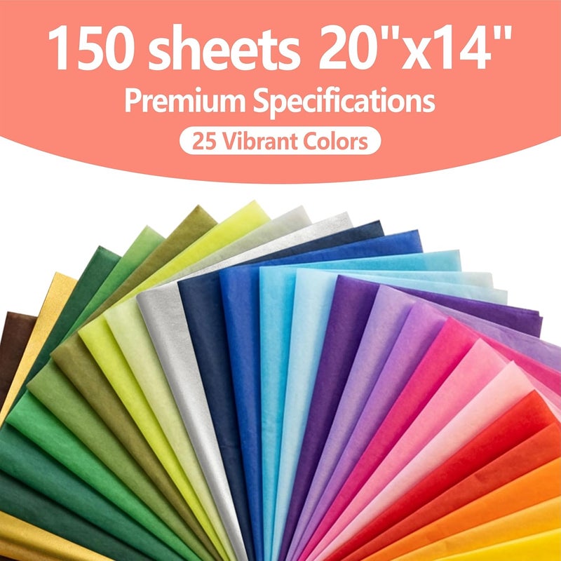 Bobobag 150 Sheets Colored Tissue Paper, 20X14 inch Gift Wrapping Paper in 25 Colors - Image 2