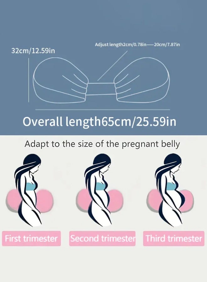 سوفت تاتش وسادة حمل محمولة قابلة للتعديل، وسادة جانبية لدعم الخصر، وسادة نوم جانبية، وسادة دعم ظهر الأمومة من نسيج التنسيل للنساء الحوامل، وسادة الجسم لدعم الظهر والبطن والخصر (رمادي) - Image 4