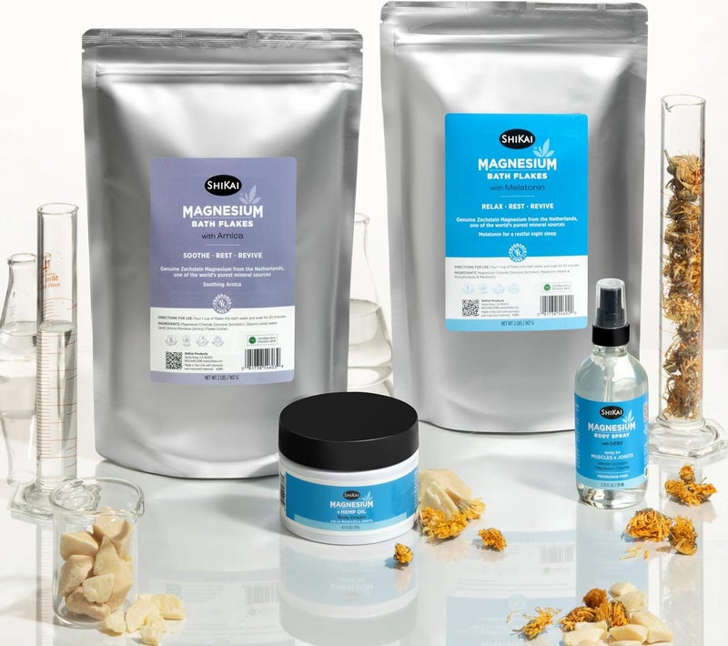 ShiKai Magnesium Bath Flakes with Arnica 32 oz Bath Salt Soak for Muscle Relief Fragrance Free - Image 5