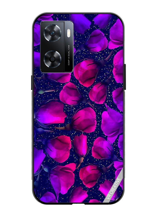 VR CREATIVE Protective Case Cover For Oppo A57/A77s Purple Roses Flower Design Multicolour - Image 1
