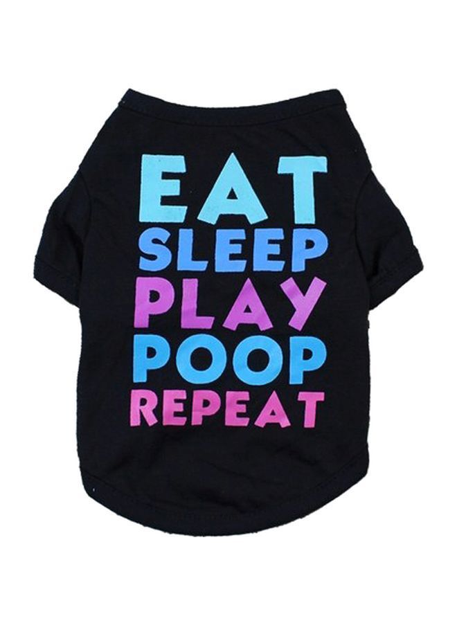 NIBEMINENT Quote Printed Dog T-Shirt Black/Blue/Pink L - Image 1