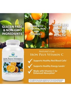 Nature's Lab Iron Plus Vitamin C Fast Melt Tablets - Gentle on the Stomach Carbonyl Iron, High Absorption for Healthy Red Blood Cells* - 120 Tablets  - Image 2