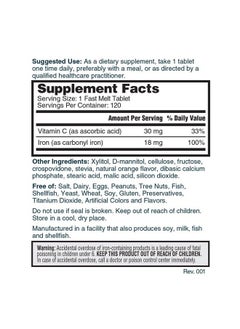 Nature's Lab Iron Plus Vitamin C Fast Melt Tablets - Gentle on the Stomach Carbonyl Iron, High Absorption for Healthy Red Blood Cells* - 120 Tablets  - Image 3