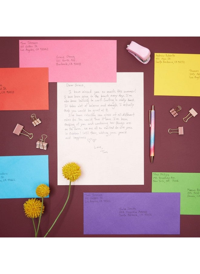 Sustainable Greetings 120Pack 10 Business Mailing Colorful Envelopes In 6 Assorted Colors Gummed Vflap Seal For Party Invitations Checks Invoices Letters Notes Photos (4.125 X 9.5 In) - Image 3