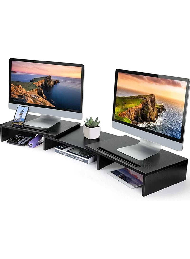 Dual Monitor Stand Riser，Rotatable Printers.or Stand Riser，Computer Monitor Mounts,Desk Organizer,Suitable for laptops, desktops，Phone Holder and Cable Management - Image 1
