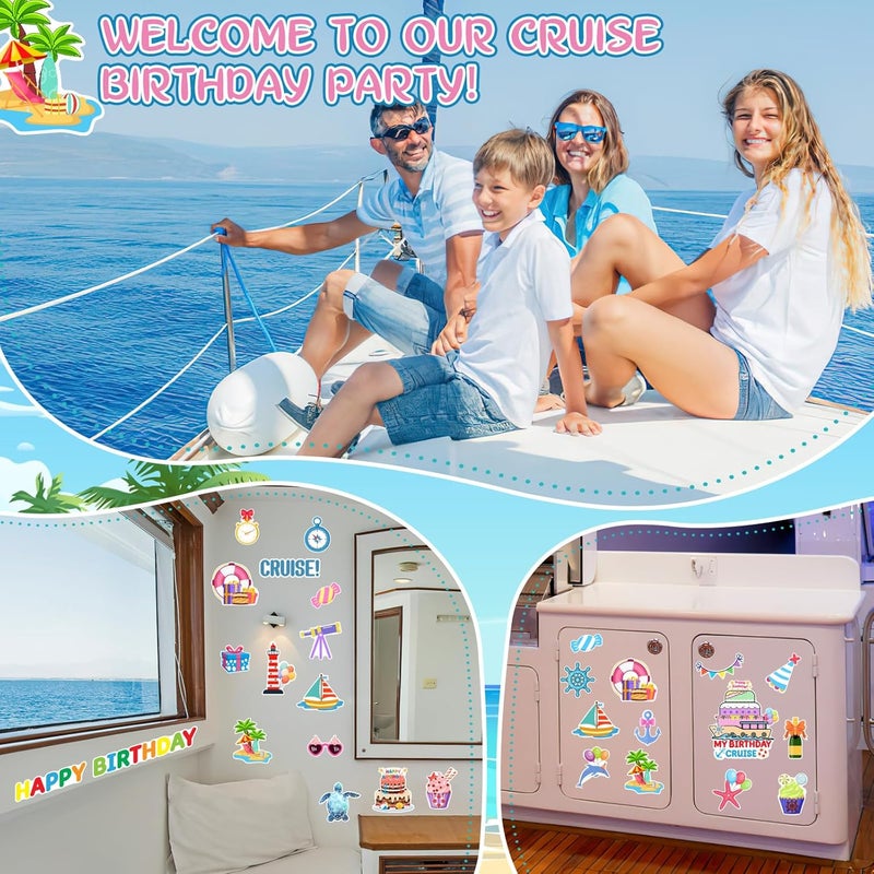 TREACLUB 27PCS Birthday Cruise Door Decorations Happy Birthday Magnetic Cruise Cabin Magnets Funny Carnival Cruise Ship Decorations for Stateroom Cabin Door Refrigerator Car Computer, HQ-555 - Image 5