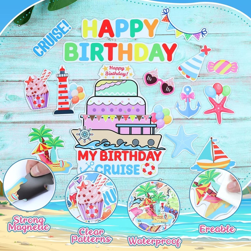 TREACLUB 27PCS Birthday Cruise Door Decorations Happy Birthday Magnetic Cruise Cabin Magnets Funny Carnival Cruise Ship Decorations for Stateroom Cabin Door Refrigerator Car Computer, HQ-555 - Image 3