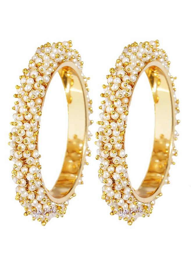 YouBella أساور ذهبية مطلية باللؤلؤ التقليدي من يوبلا للنساء والفتيات (2.8) - Image 1
