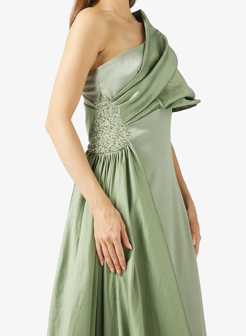 Namshi x  One Shoulder Draped Shimmer Mermaid Dress for Women | Best Price UAE