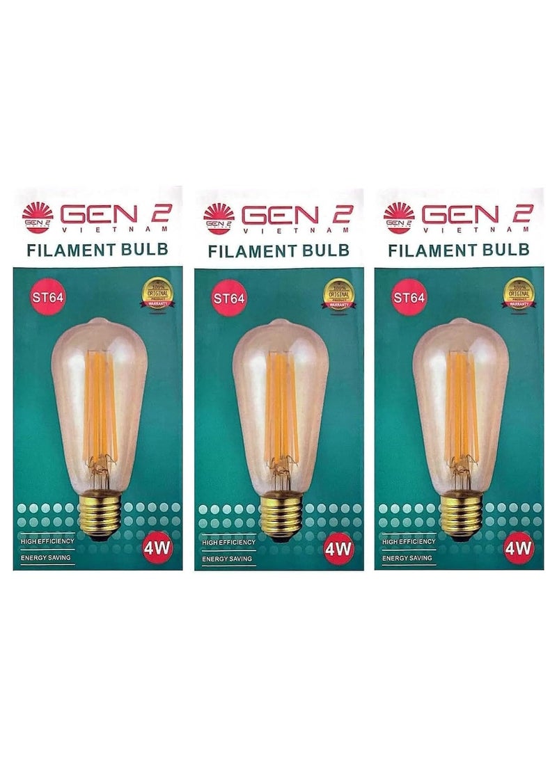 Decorative LED bulbs, 4 watt- Warm Light - 3 Pieces