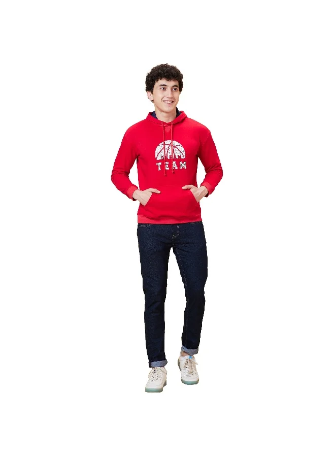 بيينغ هيومان Mens Red Hooded Long Sleeve Hoody