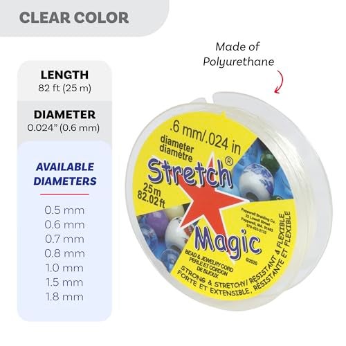 Stretch Magic Elastic Beading Cord – Clear Color, 0.6mm in Diameter, 25-Meter (82 ft) - Easy to Knot, Strong & Stretchy String for Making Beaded Jewelry - Image 3