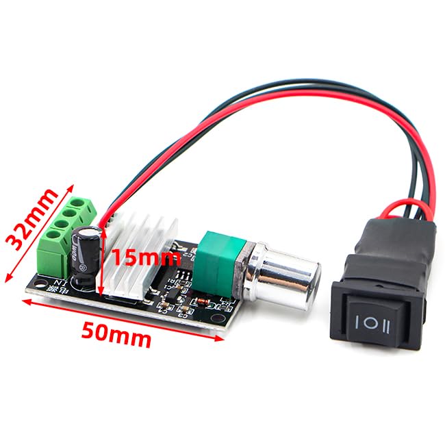 RioRand Small PWM DC Motor Speed Controller - for 6V 12V 24V 28V 3A 80W Low-Voltage Gear Motors with Forward/Reverse Switch Control - Image 5