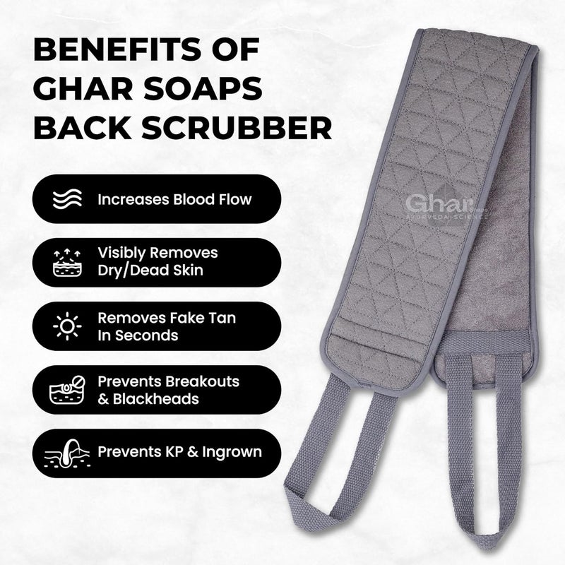 Ghar Soaps Exfoliating Back Scrubber For Dead Skin Body Black Loofah for Women Men Gentle On Skin Easy To Use Back Scrubber All Dead Skin Cells Blackheads Impurities Sustainable - Image 3