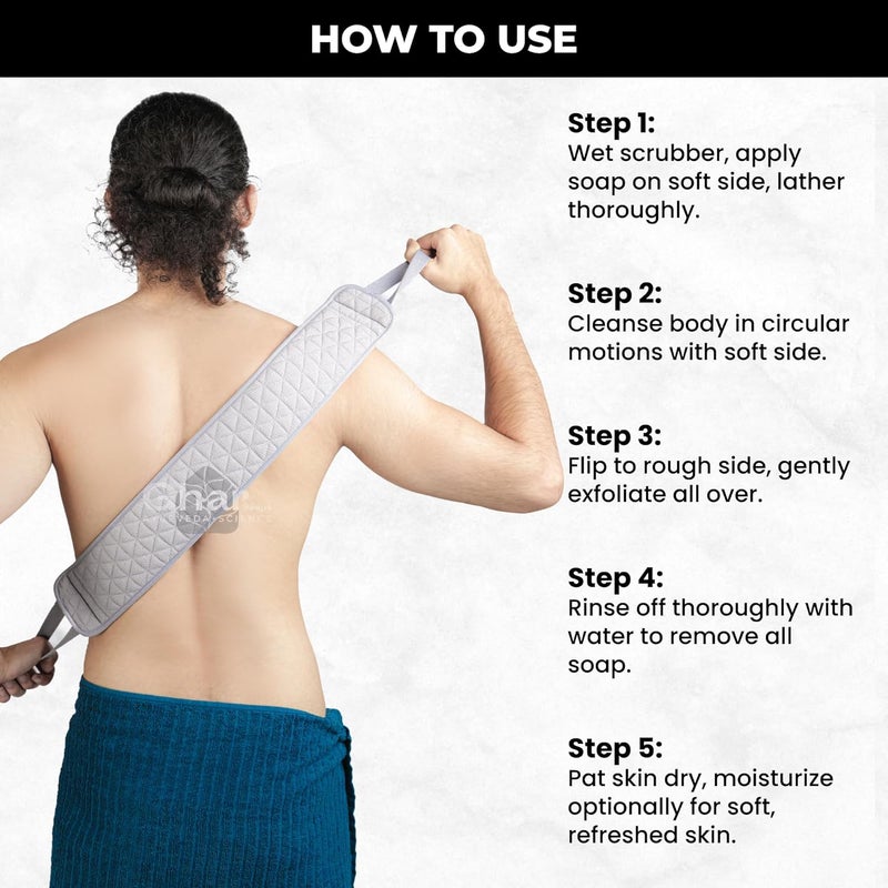 Ghar Soaps Exfoliating Back Scrubber For Dead Skin Body Black Loofah for Women Men Gentle On Skin Easy To Use Back Scrubber All Dead Skin Cells Blackheads Impurities Sustainable - Image 5