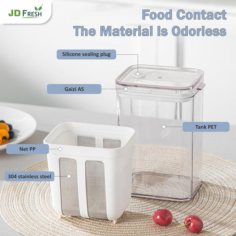 JD FRESH JD FRESH Greek Yogurt Curd MakerFine Mesh Strainer with LidHung Curd Strainer BoxHome EssentialsHung CurdPerfect for Homemade YogurtCurdCheese More 1100ml  - Image 2