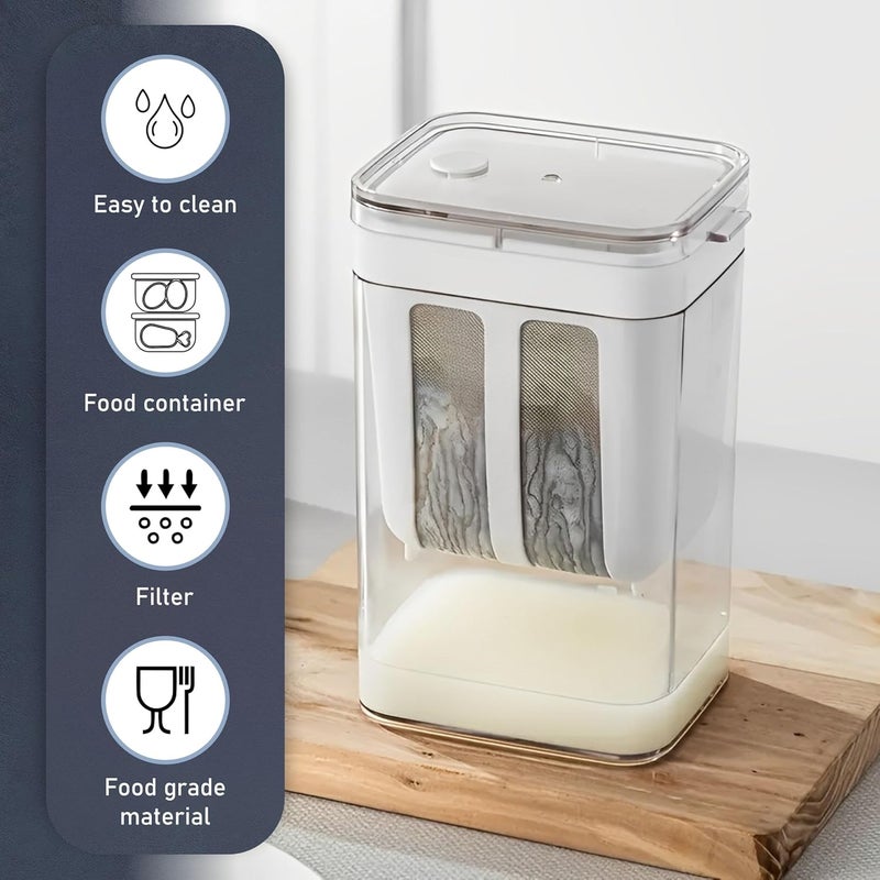 JD FRESH JD FRESH Greek Yogurt Curd MakerFine Mesh Strainer with LidHung Curd Strainer BoxHome EssentialsHung CurdPerfect for Homemade YogurtCurdCheese More 1100ml  - Image 4
