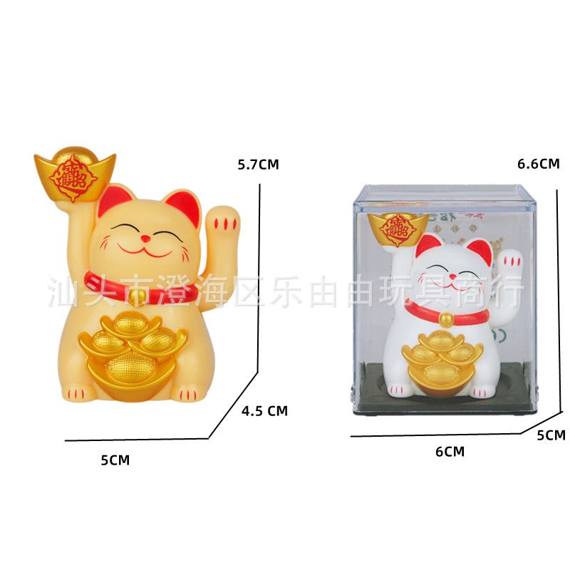 2 Inch Mini Solar Energy Automatic Waving Lucky Cat Car Cash Register Bonsai Home Ornaments Gift Giving - Image 5