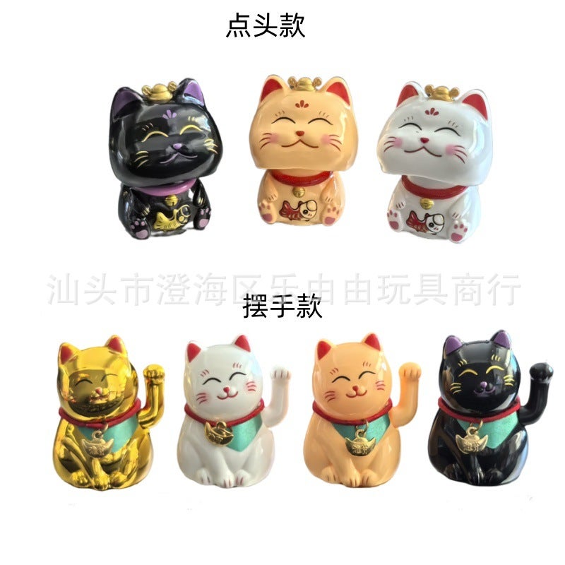 2 Inch Mini Solar Energy Automatic Waving Lucky Cat Car Cash Register Bonsai Home Ornaments Gift Giving - Image 4