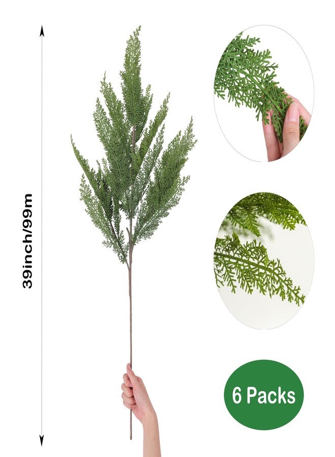Green Moon 6PCS Real Touch Cedar Stems, 39” Extra Full Cedar Branches Christmas Pine Stems for DIY Wreath Garland Holiday Indoor Outdoor Christmas Xmas Decorations - Image 2