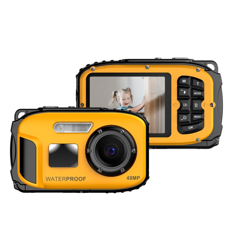 1080P Waterproof Digital Camera 48MP Digital Video Camera 2.4 Inch IPS Screen IP68 5M Body Waterproof Depth Auto Focus 4X Digital Zoom Built-in Battery Birthday Festival Gift for Kids Boys Girls Students Teens - Image 1