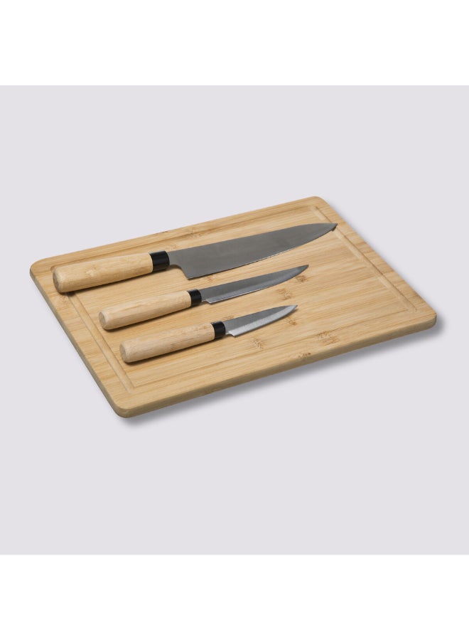 Five Simply Smart Cutting Board with Knives Set Brown and Silver 1.5 x 25 x 35 cm 151484 - Image 1