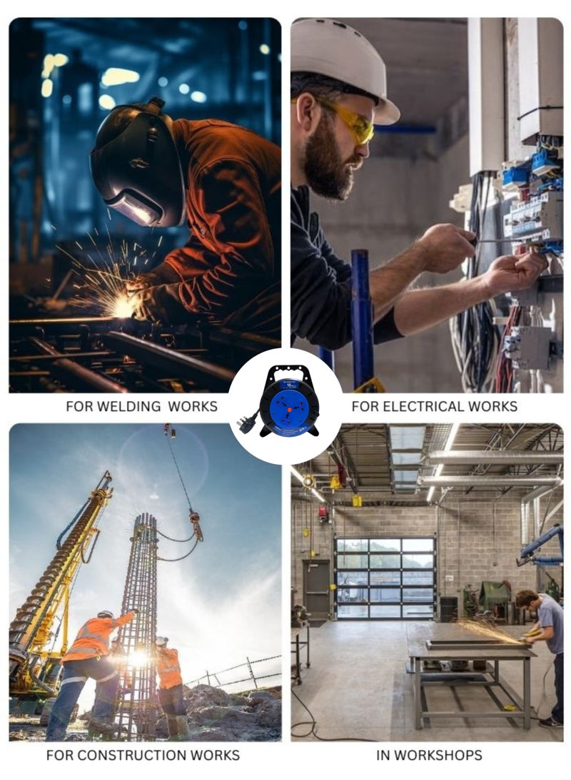 MODI Retractable 3 Way Extension Cord Reel Cable Reel with Power Button for Home, Office 2000 Watts Power Extension - 10 M - Image 5